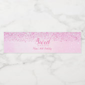 Roze Glitter, Glam Sweet 16 Waterfles Etiket (Enkel label)