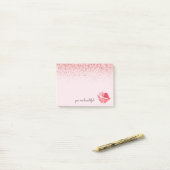Roze Glitter Glam Waterverf Kus Post-it® Notes (Op bureau)