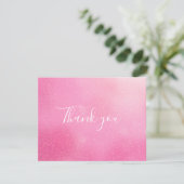 Roze Glitter Glans Script Zakelijk Bedankkaart (Staand voorkant)