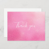 Roze Glitter Glans Script Zakelijk Bedankkaart (Voorkant / Achterkant)