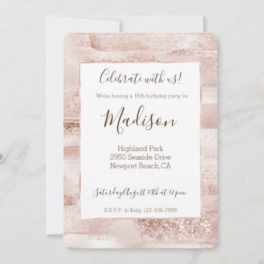 Roze Glitter Glanzende Schittering Kaart (Voorkant)