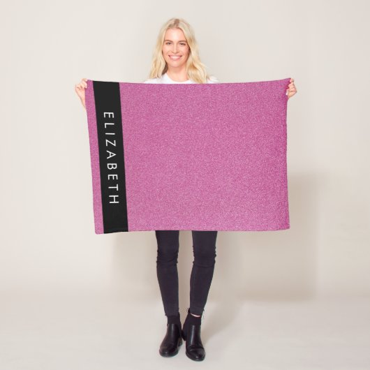 Roze Glitter, Glitter Achtergrond, Jouw naam Fleece Deken (In situ)