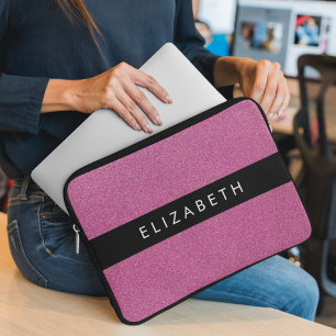 Roze Glitter, Glitter Achtergrond, Jouw naam Laptop Sleeve