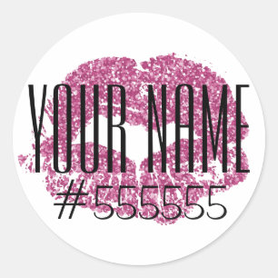 Roze glitter gloss-stickers ronde sticker
