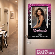 Roze Glitter Goed Geluk Wedstrijd Deur Poster