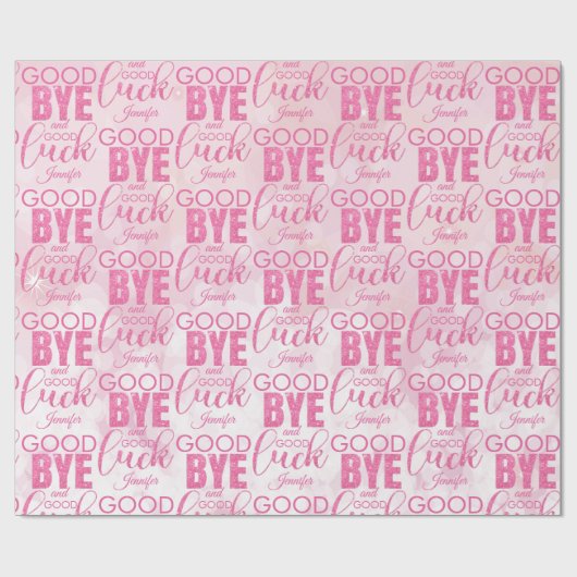 Roze glitter Goodbye en Good Luck Cadeaupapier (Vlak)