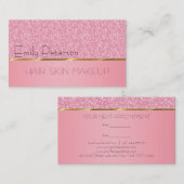 Roze Glitter Gouden Streep Visitekaartje (Voorkant / Achterkant)