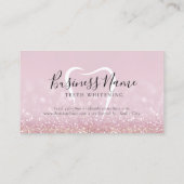 Roze Glitter Gouden Tand Whitening Visitekaartje (Achterkant)