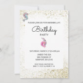 *~* Roze Glitter Haar Zeemeermin Verjaardagsfeest Kaart (Achterkant)