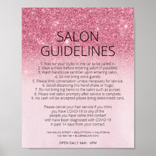 Roze Glitter Hair Salon Covid Health Safety Poster
