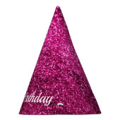 Roze Glitter Happy Birthday Feesthoedjes (Rechts)