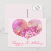 Roze Glitter Hart | Gefeliciteerd kaart (Voorkant / Achterkant)