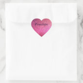 Roze Glitter Hart Meisjes Naam Hart Sticker (Tas)