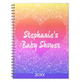 Roze Glitter Hart Monogram Baby shower Gift Favori Notitieboek (Voorkant)