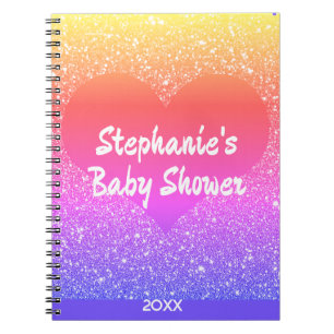 Roze Glitter Hart Monogram Babyshower Cadeau Favor Notitieboek