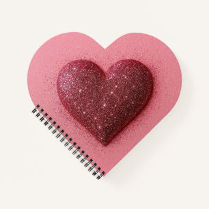 Roze glitter hart notitieboek. notitieboek