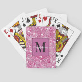 Roze Glitter Harten Naam Monogram Girly Pokerkaarten (Achterkant)