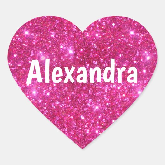 Roze Glitter Heart Hart Sticker (Voorkant)