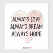 Roze Glitter Heart Love Dream Hope Sticker (Vel)