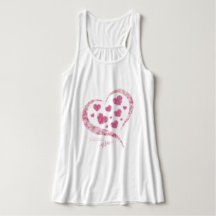 Roze Glitter Heart Romantic Happy Valentine Day Tanktop