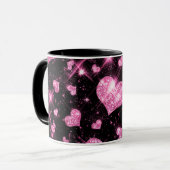 Roze glitter Hearts Mok (Voorkant links)