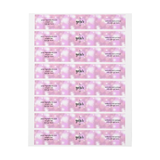 Roze Glitter Hearts Wrap Around Zeep Bar Label (Vel)