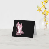 Roze Glitter High Heel Schoen Bedankt Kaarten (Gele Bloem)