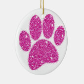 Roze Glitter Hond Pawprint Keramisch Ornament (Rechts)