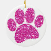 Roze Glitter Hond Pawprint Keramisch Ornament (Achterkant)
