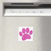 Roze Glitter Hond Pawprint Magneet (Insitu (Vaatwasser))