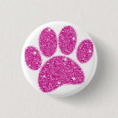 Roze Glitter Hond Pawprint Ronde Button 3,2 Cm (Voorkant)