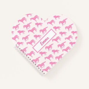 Roze Glitter Horse Pattern Little Girl Voornaam Notitieboek