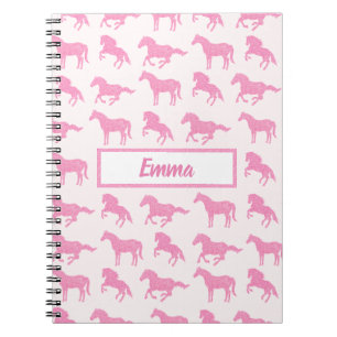 Roze Glitter Horse Pattern Little Girl Voornaam Notitieboek
