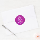 Roze glitter Houd kalm en spuit op stickers (Envelop)