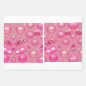 Roze Glitter Kerstbal Inpakpapier Vel (Voorkant 3)