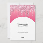 Roze glitter kerstboom feestdagenkaart (Achterkant)