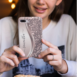 Roze Glitter Kijk Handgeschreven naam 13 iPhone 13 Hoesje
