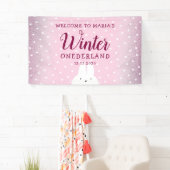 Roze Glitter Konijn Winter Eénderland Spandoek (Insitu)
