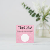 Roze Glitter Korting Scratch Off Dank u Kaart Vierkante Visitekaartje (Staand voorkant)