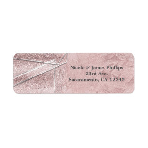Roze Glitter Kristal Glas Glam Feest Uitnodiging Etiket