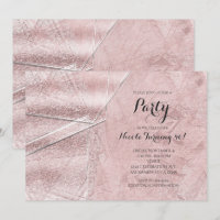 Roze Glitter Kristal Glas Glam Feest Uitnodigingen