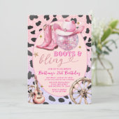 Roze glitter laarzen en bling 20ste verjaardag kaart (Staand voorkant)