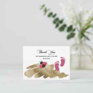 Roze Glitter Ladybug Bedankt Notitiekaartje