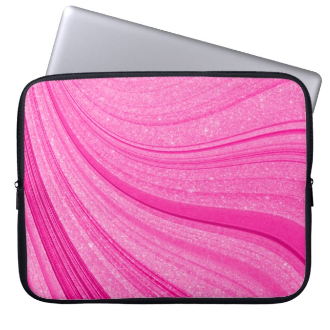Roze glitter laptop sleeve (Voorkant)