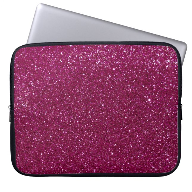 Roze glitter laptop sleeve (Voorkant)