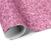 Roze Glitter Leopard Cadeaupapier (Rol Hoek)