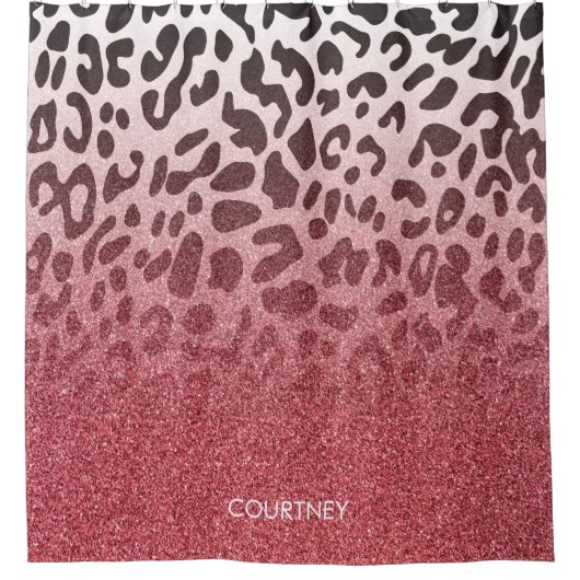 Roze Glitter Leopard Huid Douchegordijn (Voorkant)