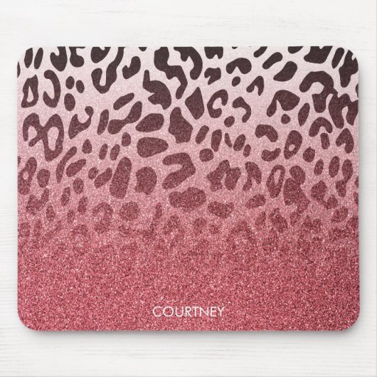 Roze Glitter Leopard Huid Muismat (Voorkant)