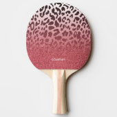 Roze Glitter Leopard Huid Tafeltennisbatje (Achterkant)
