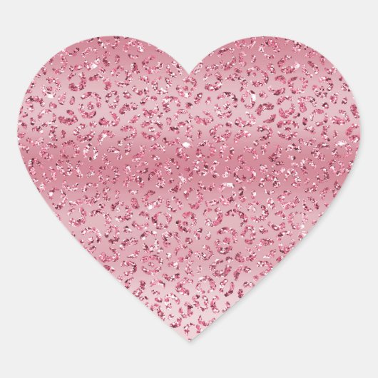Roze Glitter Leopard Ombre Hart Sticker (Voorkant)